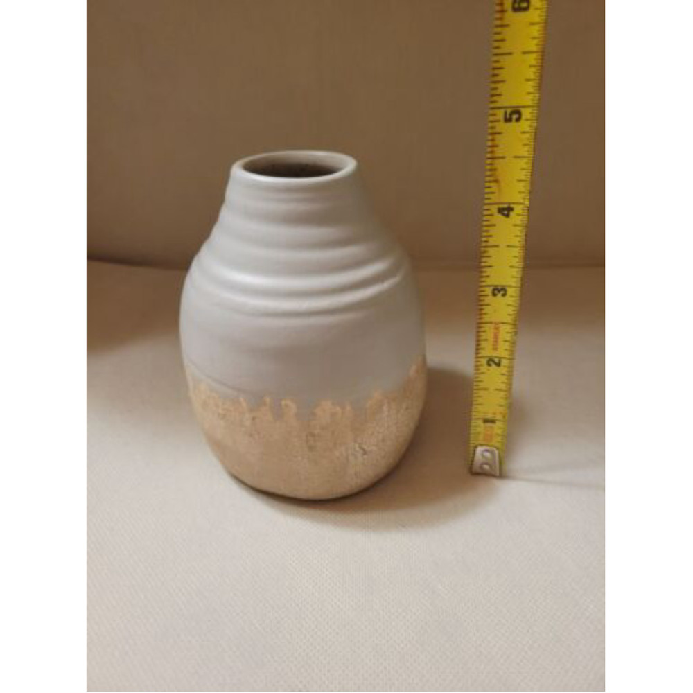 Studio Pottery Bud Vase Gray/ Cream